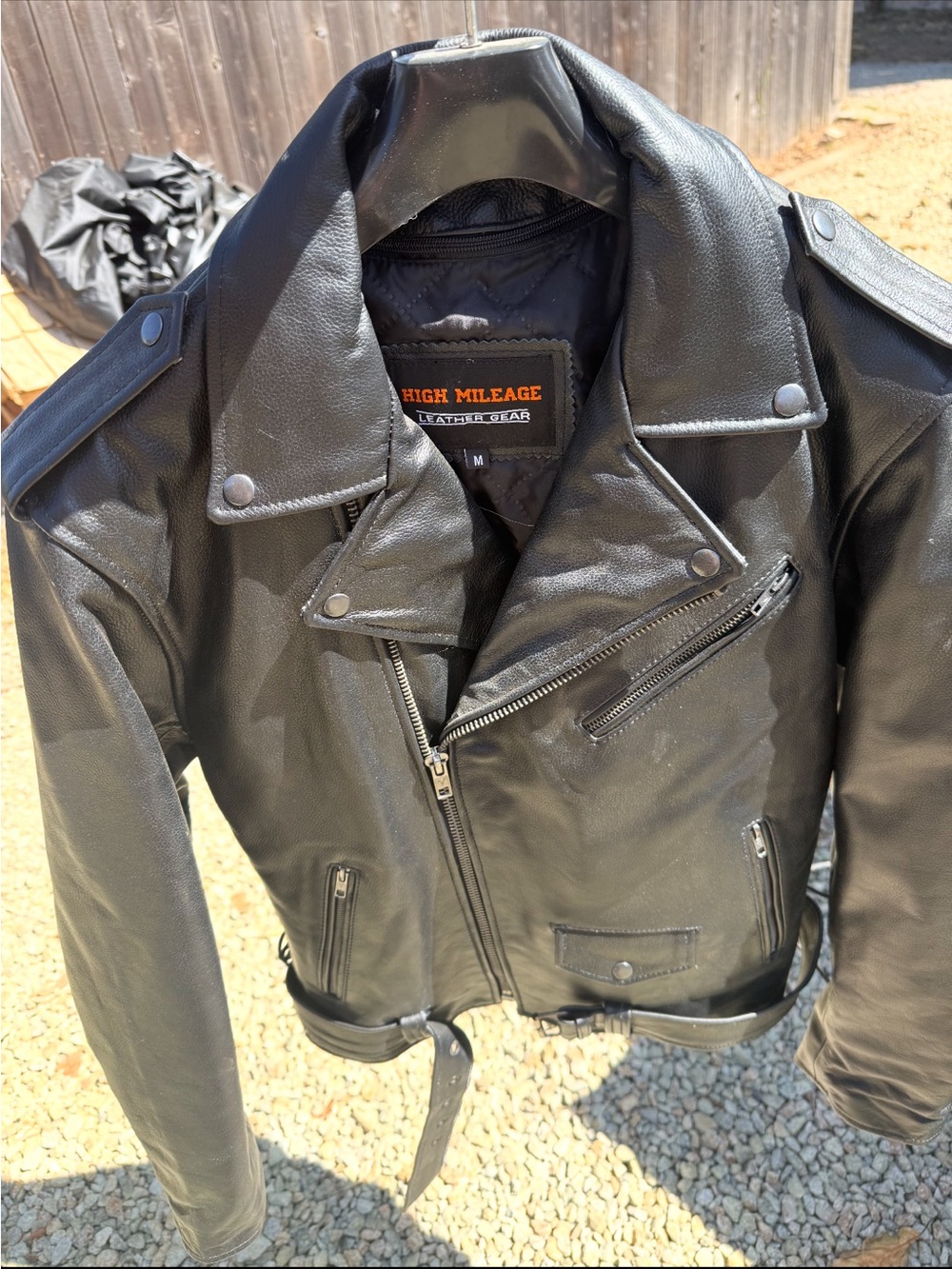 Black Leather Biker Jacket - Men's